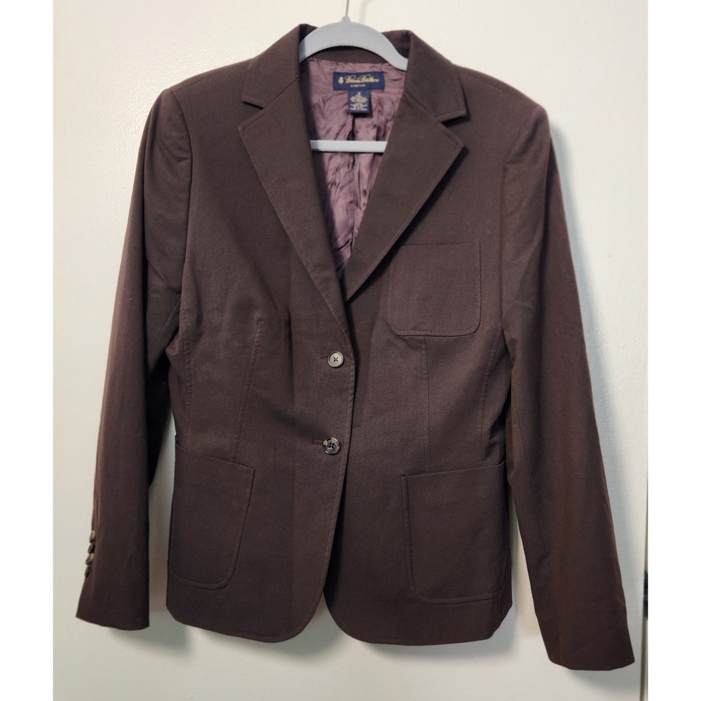 Brooks Brothers Brown Cotton Blend Sz 12 Women's Blazer Sports‎ Coat Lined